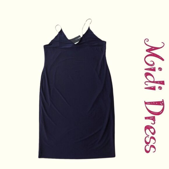 Anne Marie Midi Spaghetti Strap Dress Navy Blue Sz XXL - Picture 1 of 5